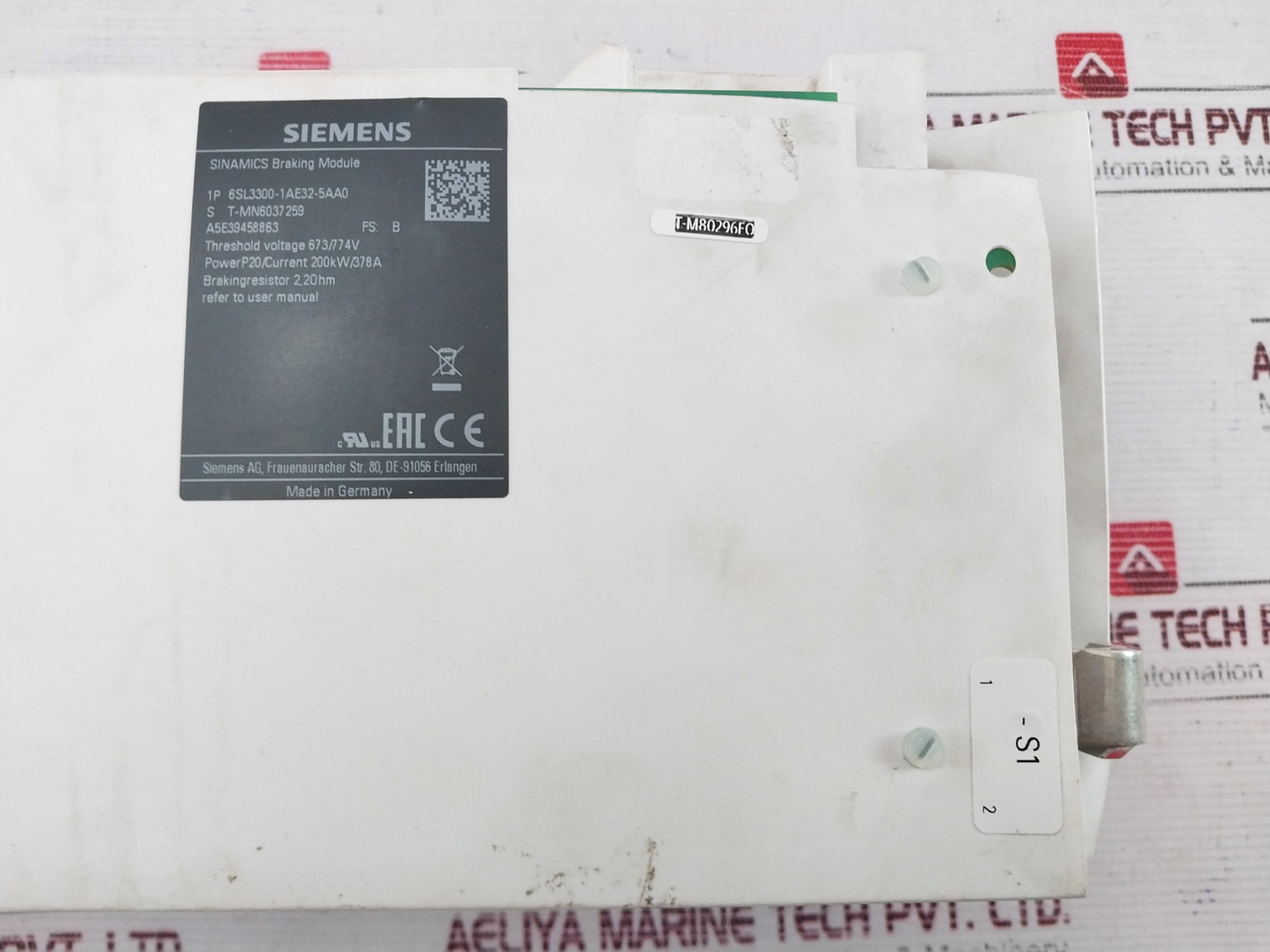 Siemens 1P 6Sl3300-1Ae32-5Aa0 Sinamics Braking Module