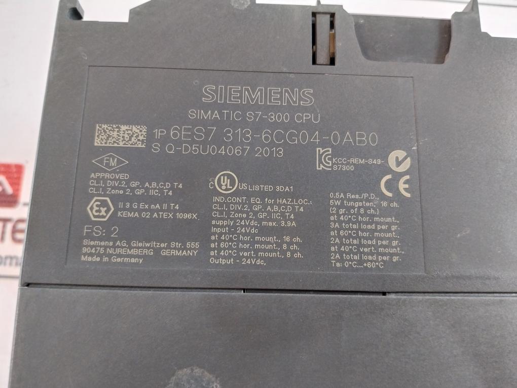 Siemens 1p 6es7 313-6cg04-0ab0 Simatic S7-300 Plc Cpu Module