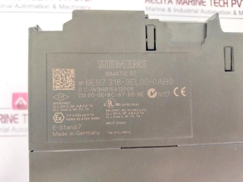 Siemens 1p 6es7 318-3el00-0ab0 Simatic S7-300 Plc Module