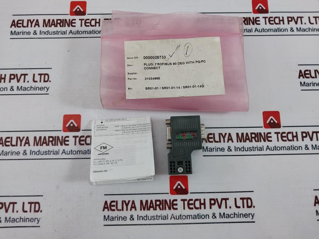 Siemens 1p 6es7 972-0bb52-0xa0 Profibus 90 Deg Connector