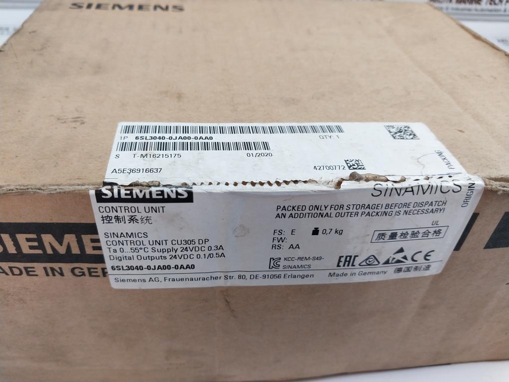 Siemens 1p 6sl3040-0ja00-0aa0 Control Unit With Terminal Kit 24vdc