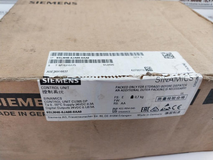 Siemens 1p 6sl3040-0ja00-0aa0 Control Unit With Terminal Kit 24vdc