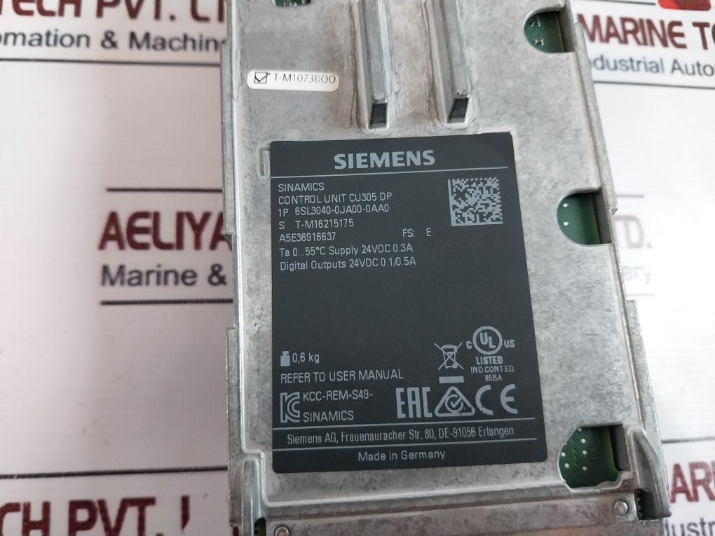 Siemens 1p 6sl3040-0ja00-0aa0 Control Unit With Terminal Kit 24vdc