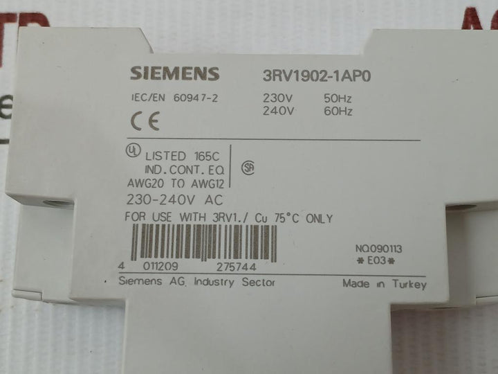 Siemens 240V 60Hz Motor Circuit Breaker 3Rv1902-1Ap0