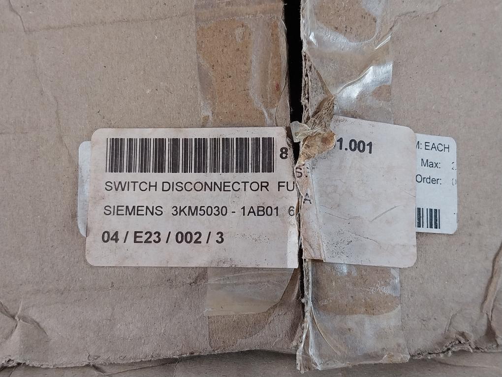 Siemens 3km5030-1ab01 Switch Disconnector Fuse