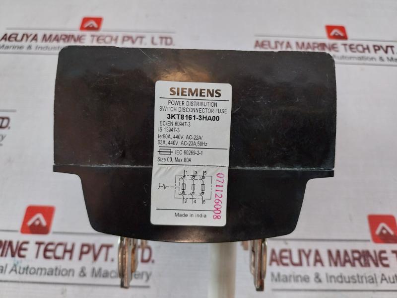 Siemens 3Kt8161-3Ha00 Switch Disconnector Fuse 80A 440V Ac-22A