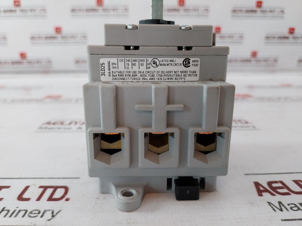 Siemens 3Ld2517-0Tk11 Switch Disconnector Gb14048.3/50Hz 63A 600Vac 3Nm Awg 14-6