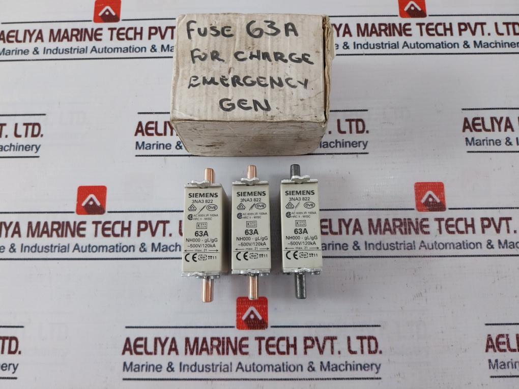 Siemens 3NA3 822 Fuse AC600V 63A