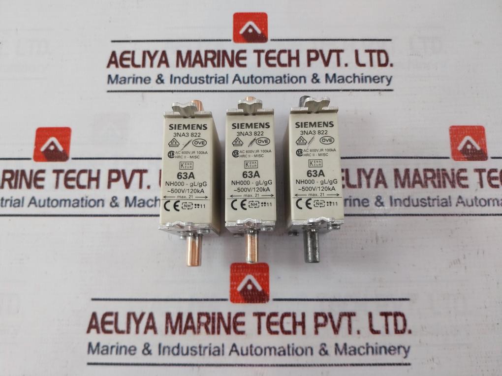 Siemens 3NA3 822 Fuse AC600V 63A