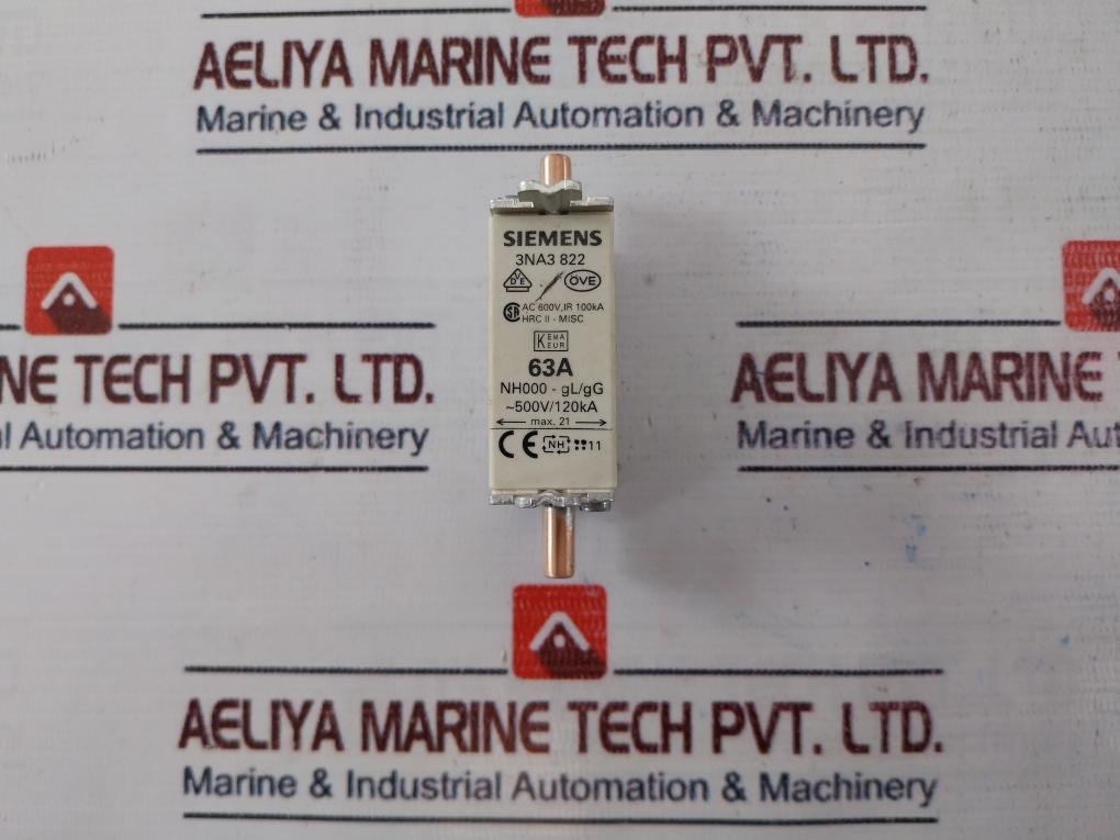 Siemens 3NA3 822 Fuse AC600V 63A