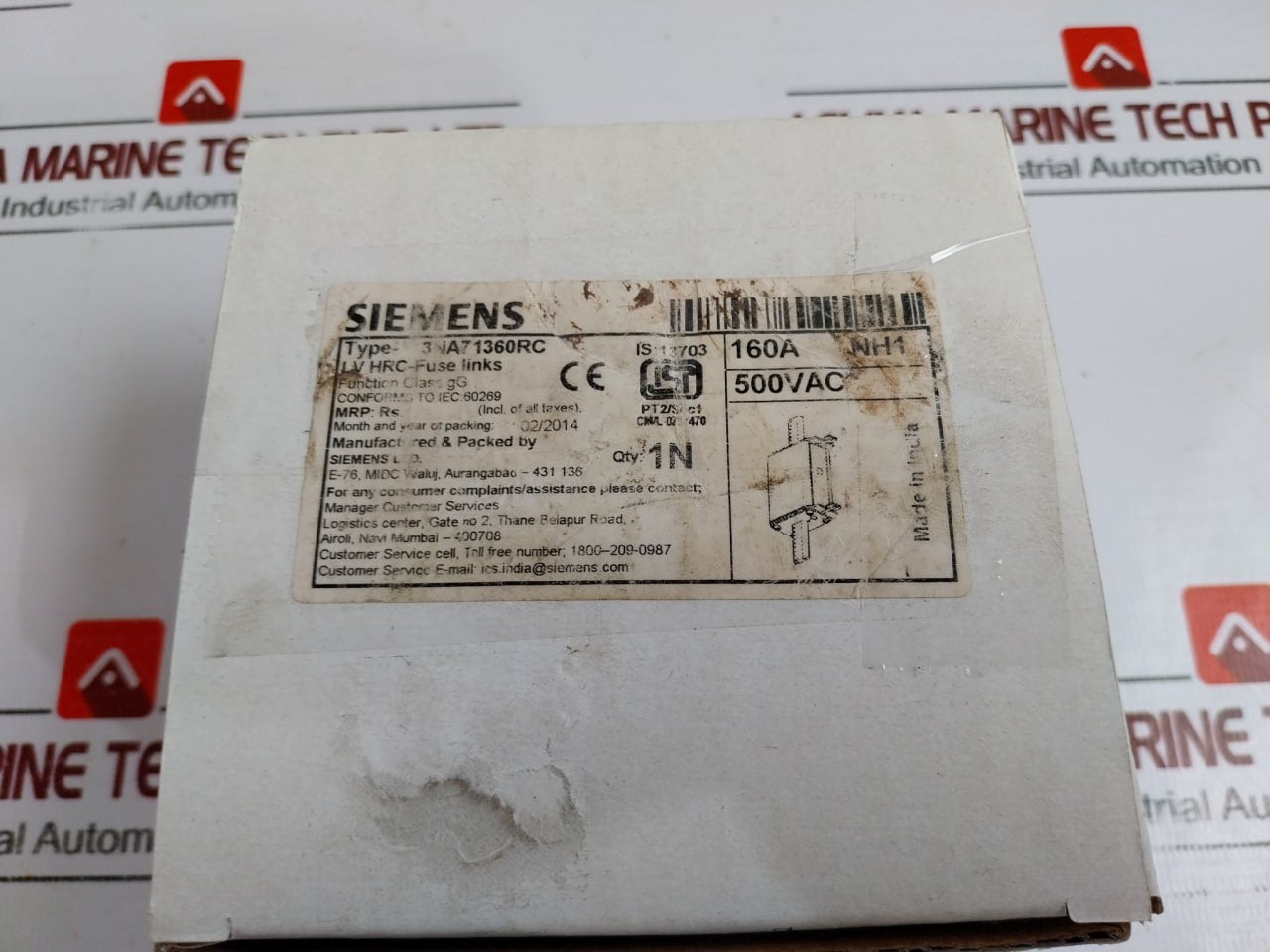 Siemens 3Na7 136-0Rc Lv Hrc Fuse Link 160A, 500V Ac