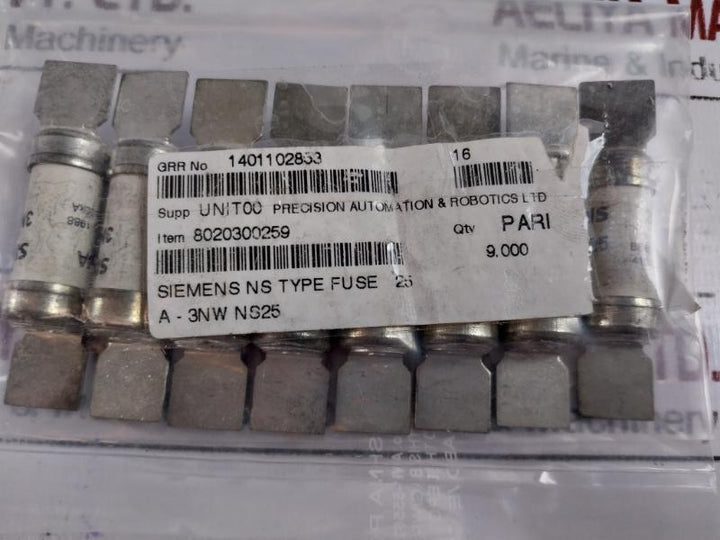 Lot of 11X Siemens 3NW NS25 NS Type Fuse, 25A GG, 415VAC 80KA