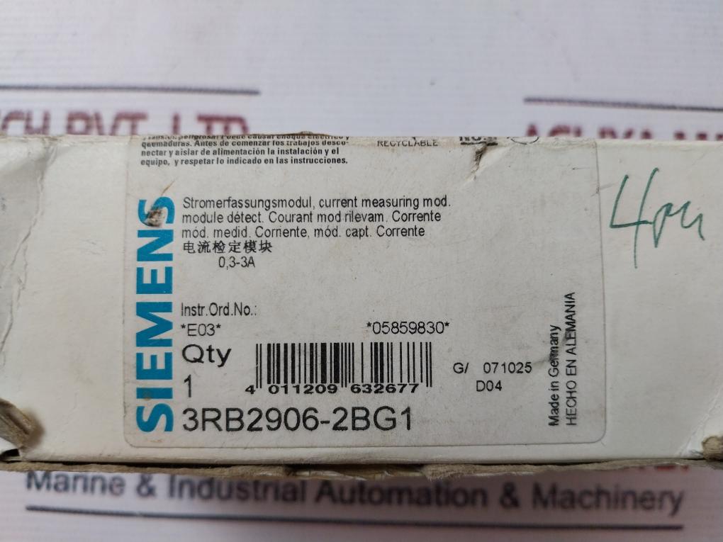 Siemens 3Rb2906-2Bg1 Current Transformer Ip20