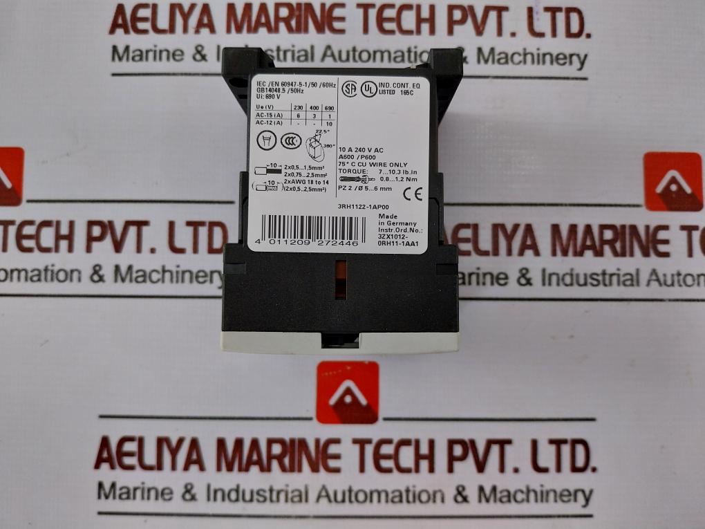 Siemens 3Rh1122-1Ap00 Auxuliary Contactor Relay Iec/En 60947-5-1/50/60Hz G/151008