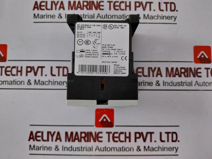 Siemens 3Rh1122-1Ap00 Auxuliary Contactor Relay Iec/En 60947-5-1/50/60Hz G/151008
