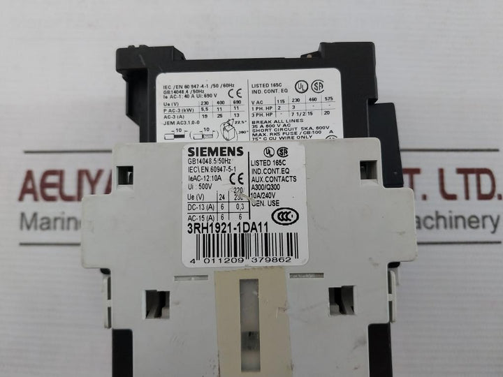 Siemens 3Rh1131-1Bb40 Contactor Relay 3Zx1012-0Rh11-1Aa1 Dc24V 690V 10A