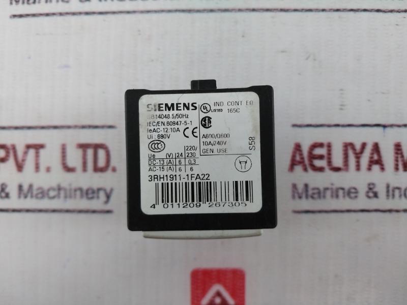 Siemens 3Rh1911-1Fa22 Auxiliary Contact Block 10A 690V