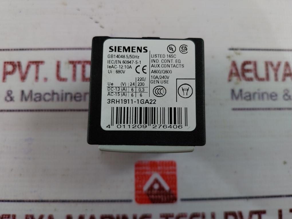 Siemens 3Rh1911-1Ga22 Auxiliary Contact Block 10A 690V Gb14048.5/50Hz