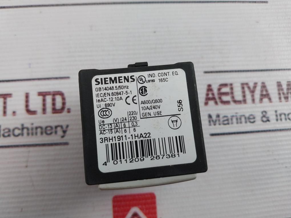 Siemens 3Rh1911-1Ha22 Auxiliary Switch Block 690V 10A