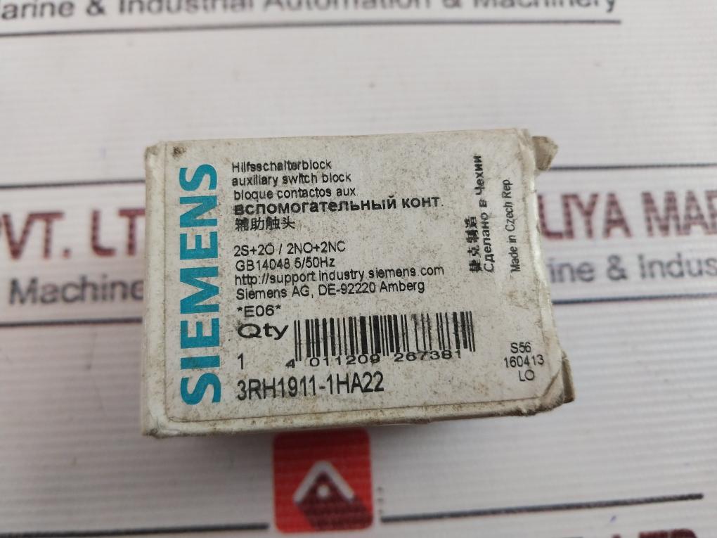 Siemens 3Rh1911-1Ha22 Auxiliary Switch Block 690V 10A