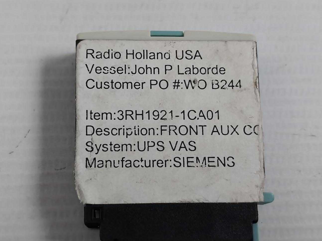 Siemens 3Rh1921-1Ca01 Front Auxiliary Contact Block 10A 690V