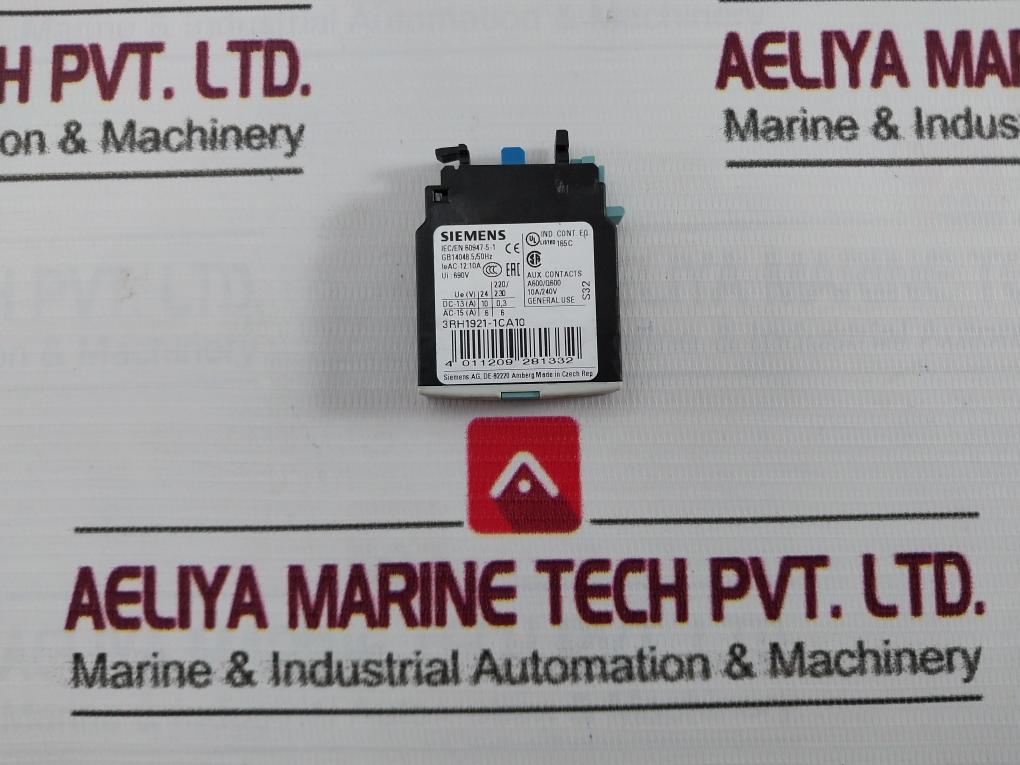 Siemens 3Rh1921-1Ca10 Auxiliary Contact 10A/240V General Use