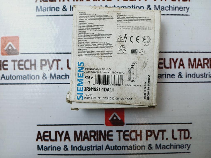 Siemens 3Rh1921-1Da11 Auxiliary Contact Block Vde 0660