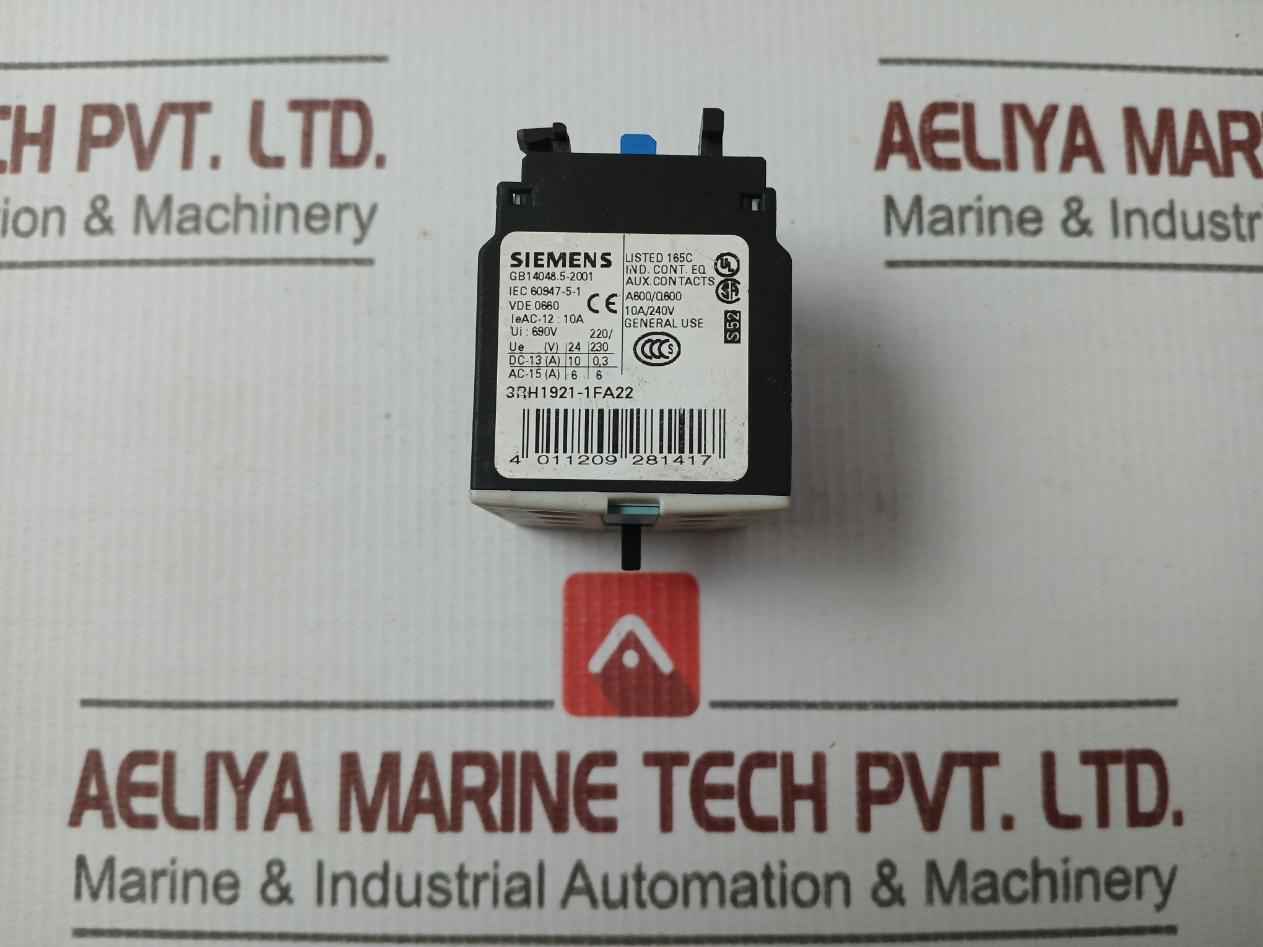 Siemens 3Rh1921-1Fa22 Auxiliary Contact Block