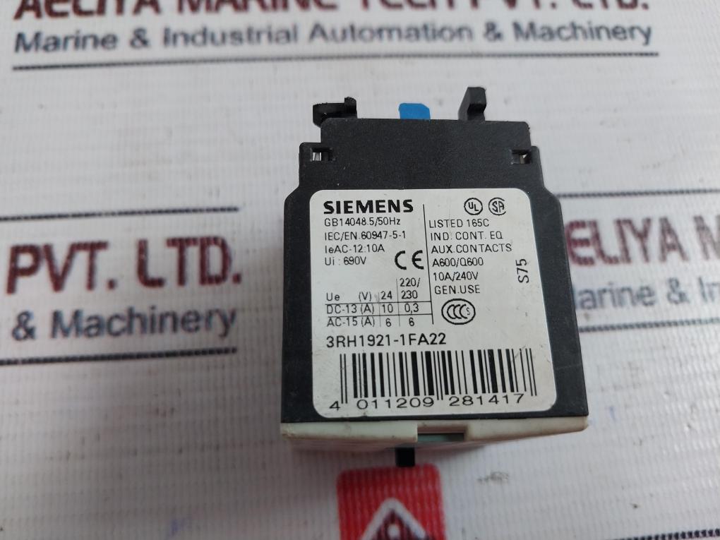 Siemens 3Rh1921-1Fa22 Auxiliary Contact Block 690V