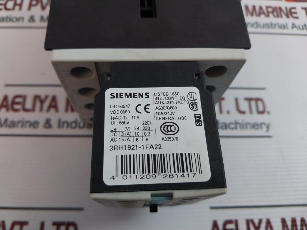 Siemens 3Rh1921-1Fa22 Auxiliary Switch Block 3Rt1926-1Er00