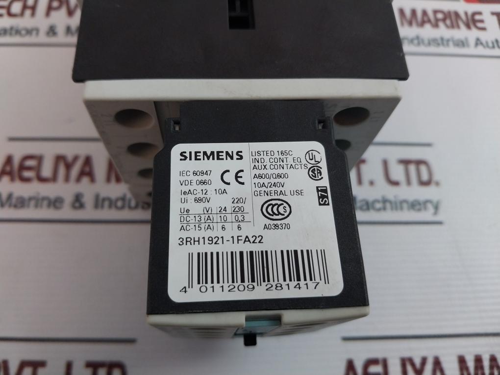 Siemens 3Rh1921-1Fa22 Auxiliary Switch Block