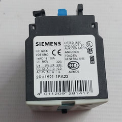 Siemens 3Rh1921-1Fa22 Auxiliary Switch Block 3Zx1012-0Rt02-1Aa1 10A/240V 690V