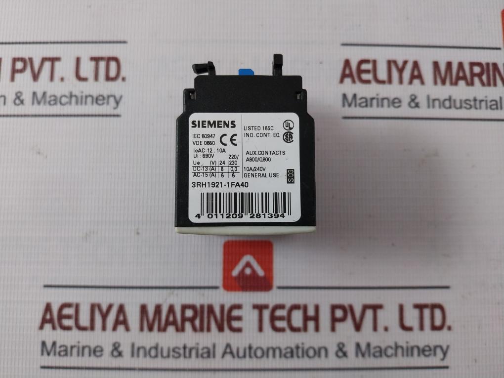 Siemens 3Rh1921-1Fa40 Auxiliary Contact Lo020130 Iec 60497 Vde 0660 A600/Q600