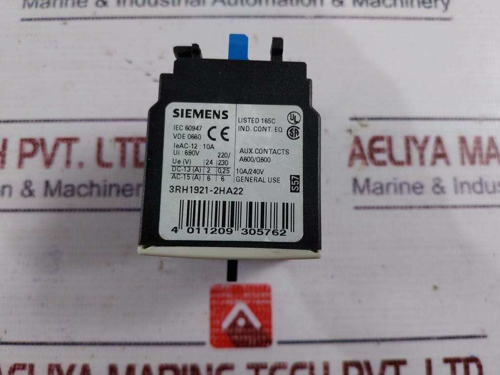 Siemens 3RH1921-2HA22 Auxiliary Switch Block 22 2 NO+2 NC 10A 240V IEC VDE0660