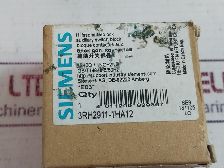 Siemens 3Rh2911-1Ha12 Auxiliary Switch Block 690V 10A