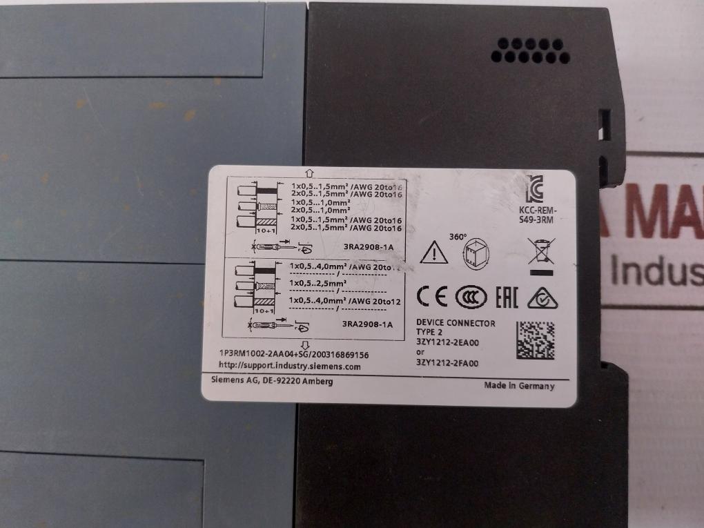 Siemens 3Rm1002-2Aa04 Direct-on-line Starter Spring-loaded Terminal 48-500V
