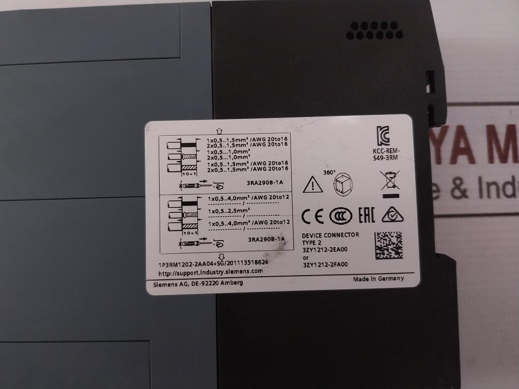 Siemens 3Rm1202-2Aa04 Direct-on-line Starter Spring-loaded Terminal 50/60Hz