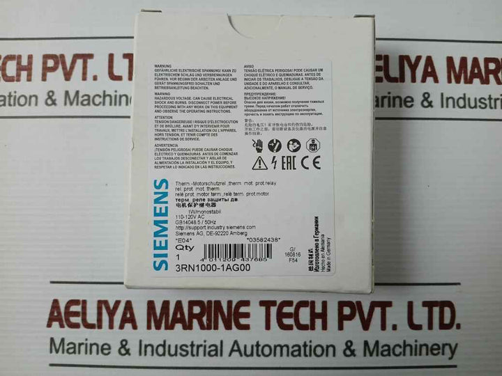 Siemens 3Rn1000-1Ag00 Thermistor Motor Protection Unit Relay