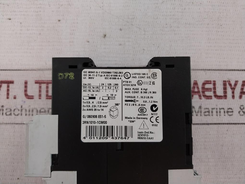 Siemens 3Rn1010-1Cm00 Sirius Thermistor Motor Protection Relay 220-240V Ac 300V