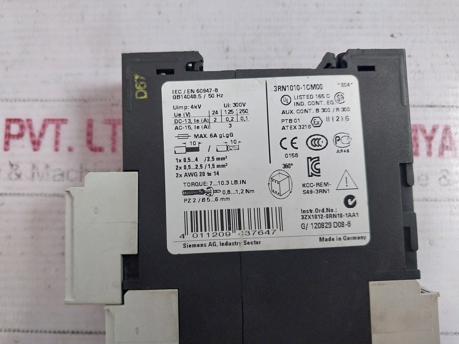 Siemens 3Rn1010-1Cm00 Thermistor Motor Protection Relay 300V 4Kv 220-240V Ac