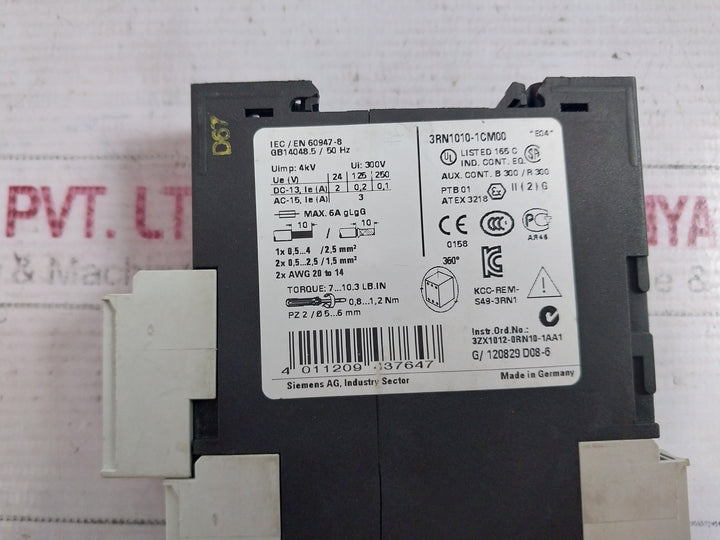 Siemens 3Rn1010-1Cm00 Thermistor Motor Protection Relay 300V 4Kv 220-240V Ac
