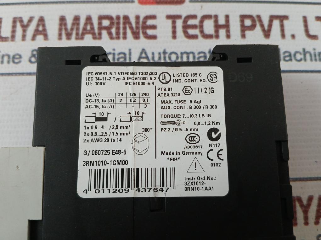 Siemens 3Rn1010-1Cm00 Thermistor Motor Protection Relay 3Zx1012-0Rn10-1Aa1