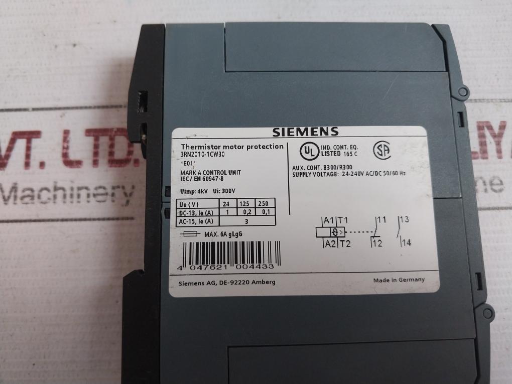 Siemens 3Rn2010-1Cw30 Thermistor Motor Protection Relay 24-240Vac/Dc 50/60 Hz