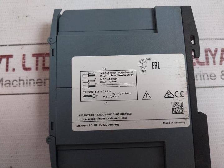 Siemens 3Rn2010-1Cw30 Thermistor Motor Protection Relay 24-240Vac/Dc 50/60 Hz