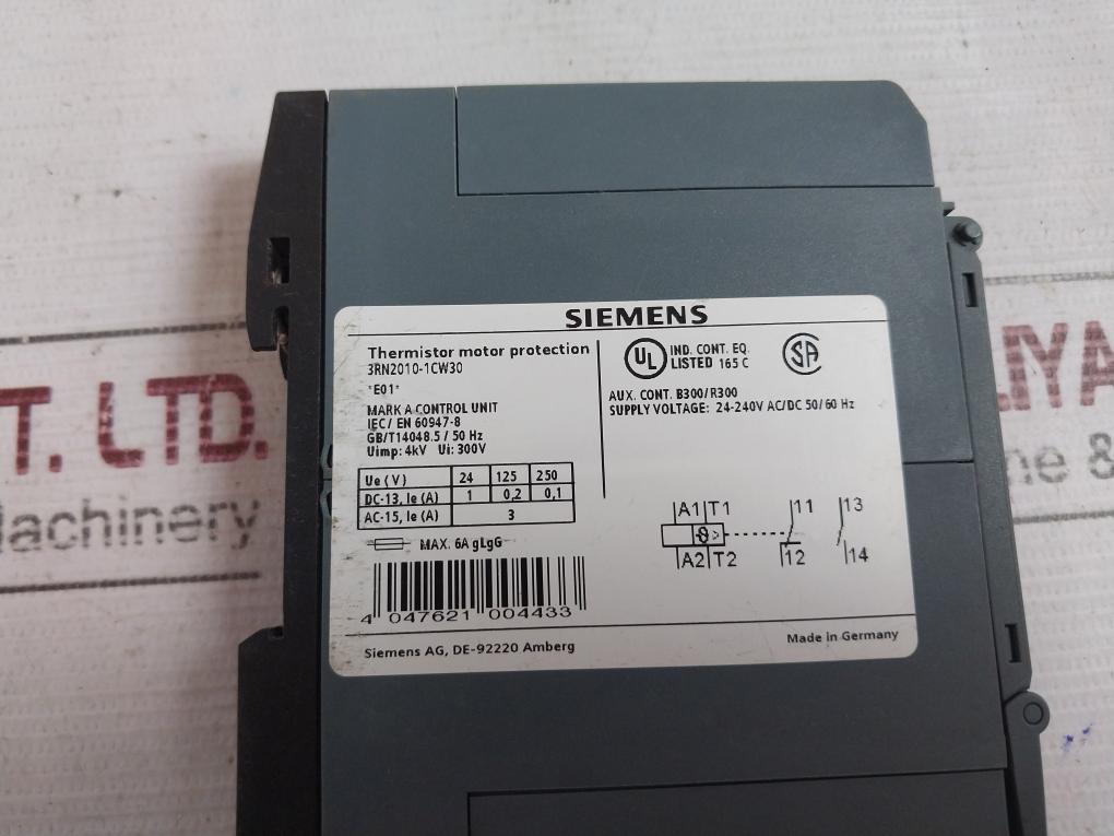 Siemens 3Rn2010-1Cw30 Thermistor Motor Protection Relay 300V 4Kv 24-240Vac/Dc