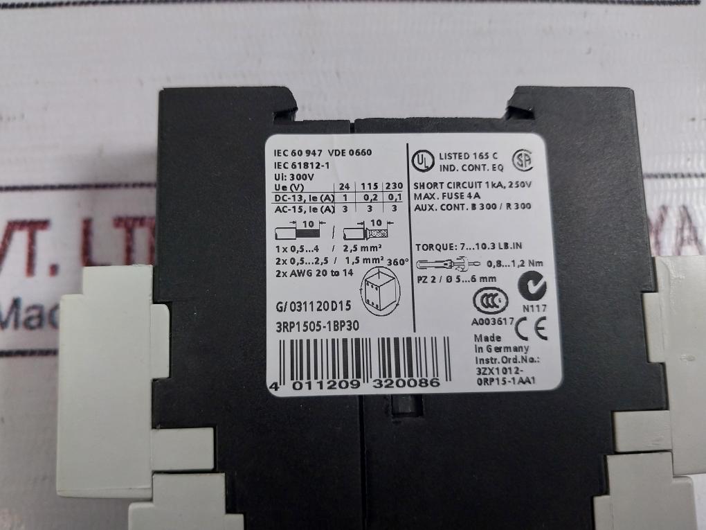 Siemens 3Rp1505-1Bp30 Time Delay Relay