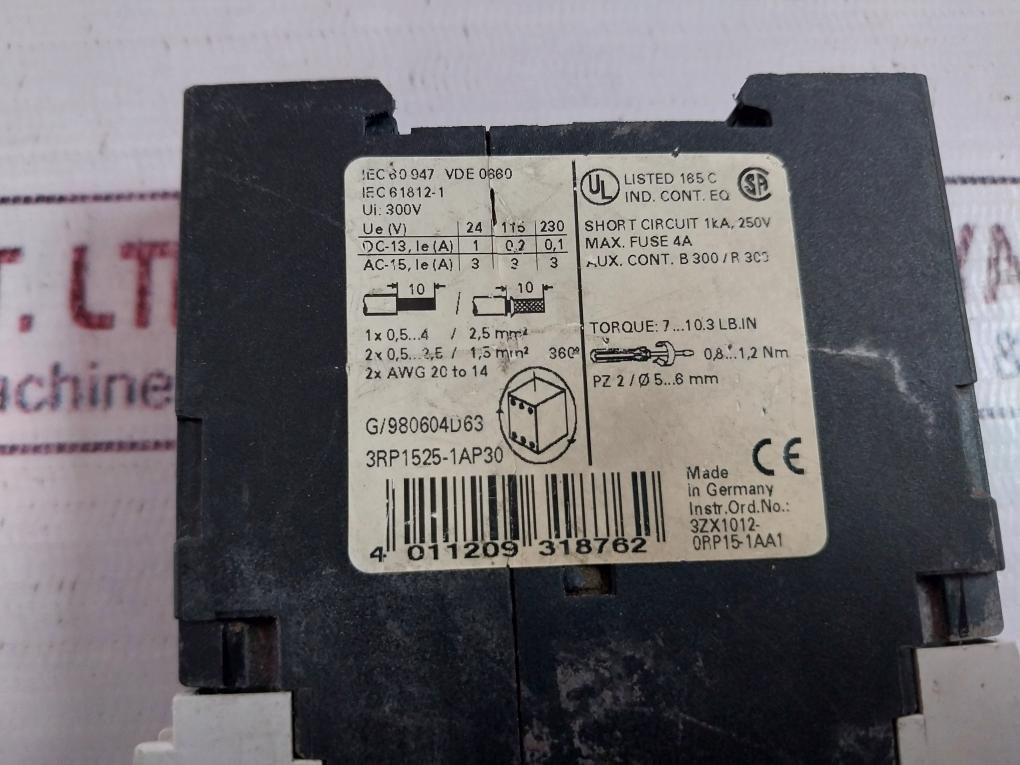 Siemens 3Rp1525-1Ap30 Time Relay