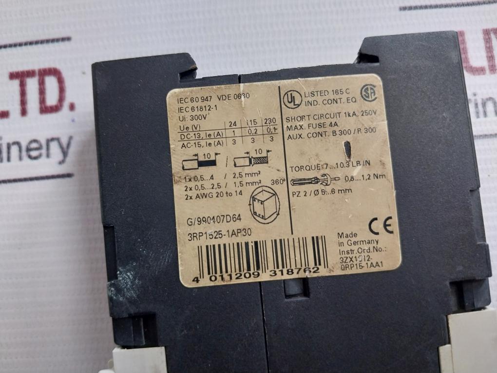 Siemens 3Rp1525-1Ap30 Time Relay B300/R300 5-100% 200-240Vac