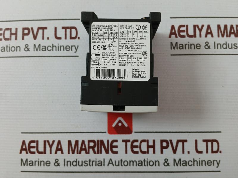 Siemens 3Rt1017-1Bb41 Power Contactor Dc24V 20A 600Vac 0.8-1.2Nm G/081128