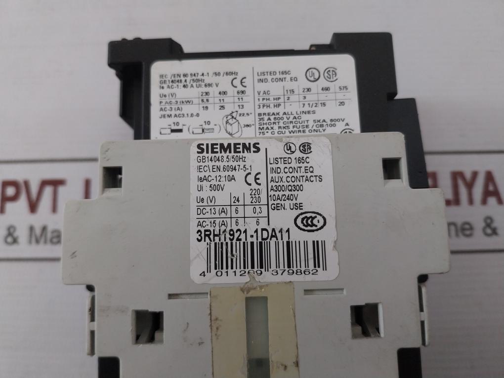 Siemens 3Rt1026-1B...0 Power Contactor Screw Terminal 3Rh1921-1Da11 10A/240V